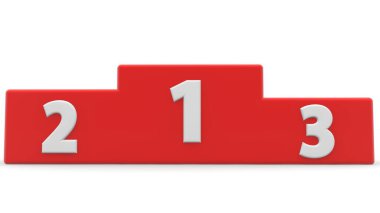 Kırmızı renkte spor şampiyonu podyumu