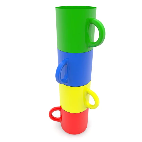 Stacked Colorful Cups White — Stock Photo, Image