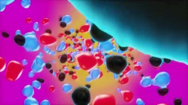 Renkli arkaplan üzerinde renkli dönen şekillere sahip soyut hareket arkaplanı