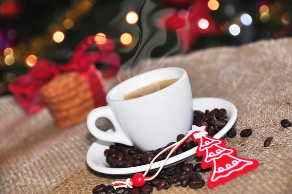 Natale caffè con chicchi — Stok fotoğraf