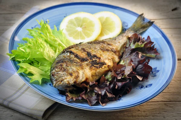 Roasted sea bream with salad — Stock Photo, Image