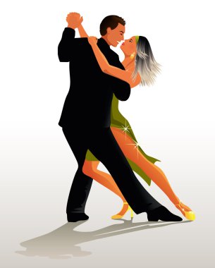 Çift dans Tango - vektör çizim