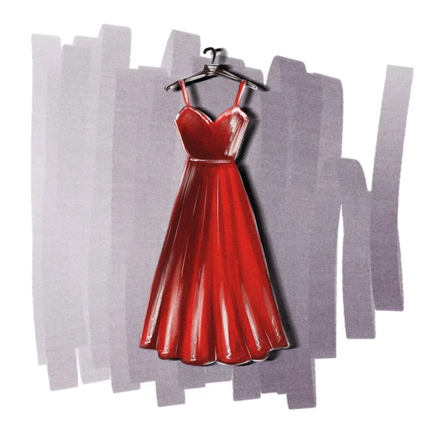 rode jurk op een hanger