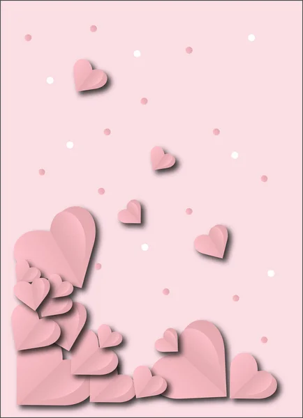 Uçak kartpostallı kalpler. Pembe arka planda uçan kağıt uçak.