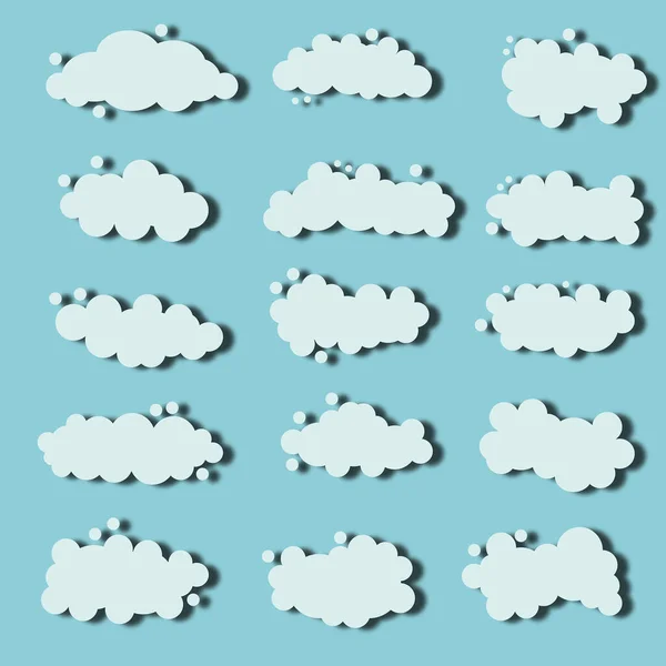 Mavi arkaplanda farklı şekilli beyaz bulutlar.