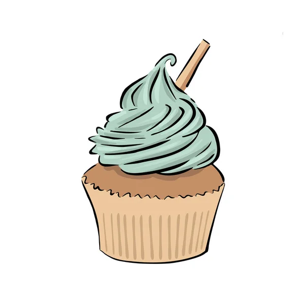 Cupcake Vetor Ilustração Isolado Fundo Branco Arte Clipe Cupcake — Fotografia de Stock