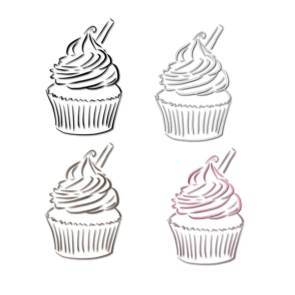 Cupcake Vetor Ilustração Isolado Fundo Branco Arte Clipe Cupcake — Fotografia de Stock