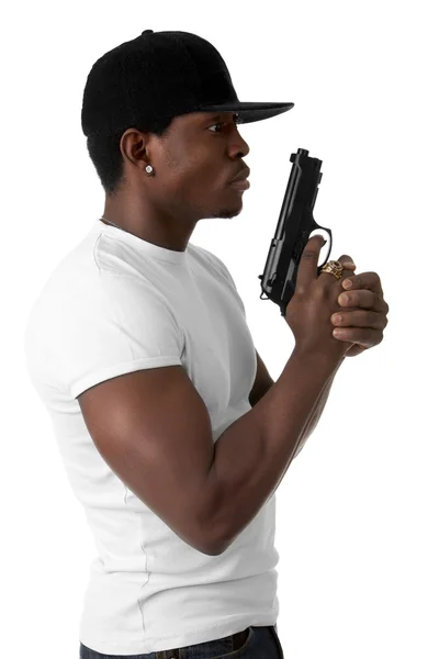 Молодий бандит з пістолетом — стокове фото
