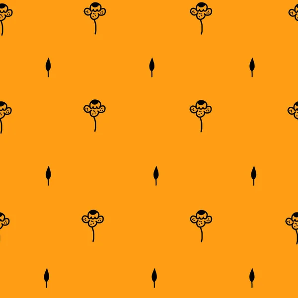 Motif sans couture avec fleurs et feuilles abstraites vectorielles dessinées à la main, illustration pour papier d'emballage, papier peint, design textile et tissu, motif botanique pour la décoration sur fond orange, impression florale — Image vectorielle