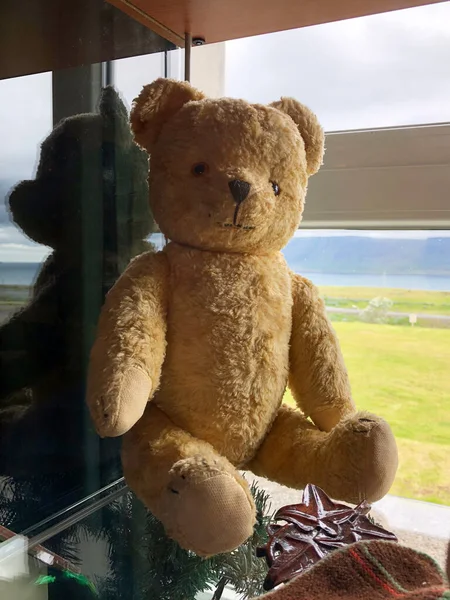 Hladir Islandia Lipca 2018 Vintage Teddy Bear Hladir Hvalfjardarstrond Region — Zdjęcie stockowe