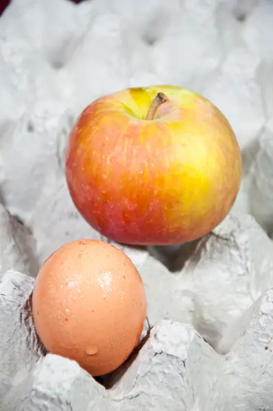 Elma ve yumurta — Stok fotoğraf