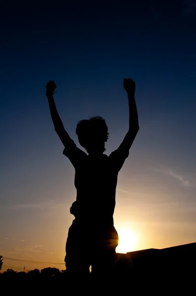 Jumping for victory — Stock Photo, Image