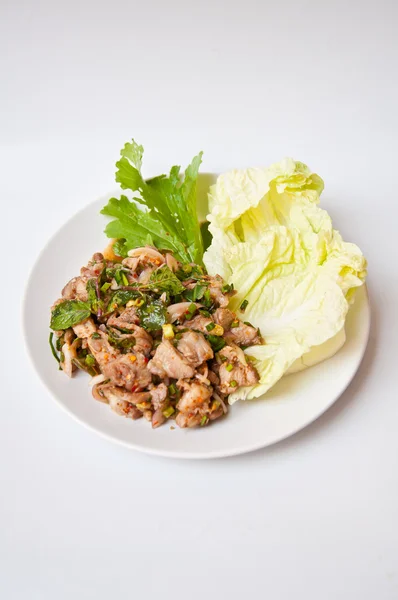 Comida tailandesa chamada namtok moo — Fotografia de Stock