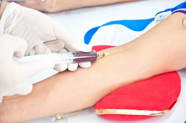 Syringe for test blood — Stock Photo, Image