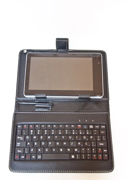 Tablet PC e carteira de couro — Fotografia de Stock