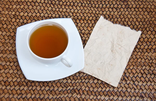Chá e papel em branco — Fotografia de Stock
