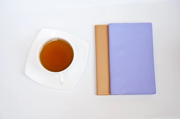 紅茶とノートブック — ストック写真