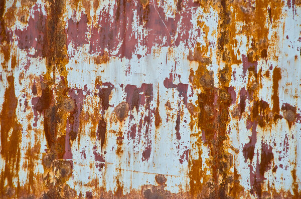 Rusty on steel wall