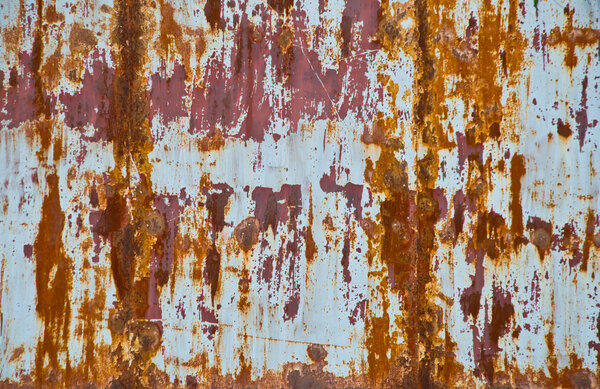 Rusty on steel wall