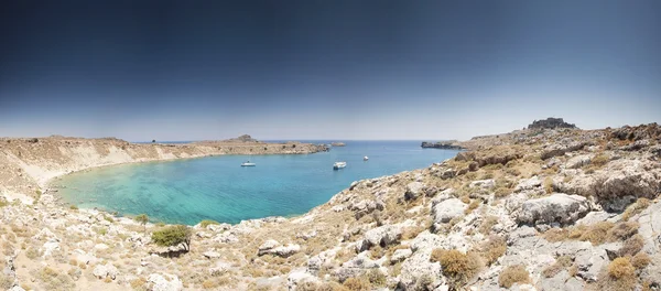 ギリシャのリンドス島からリンドウ湾での眺め — ストック写真