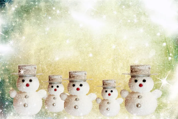 Vintage Kerstkaart met sneeuwpop — Stockfoto