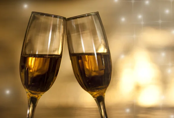 Bokeh background with champagne glasses — Stock Photo, Image