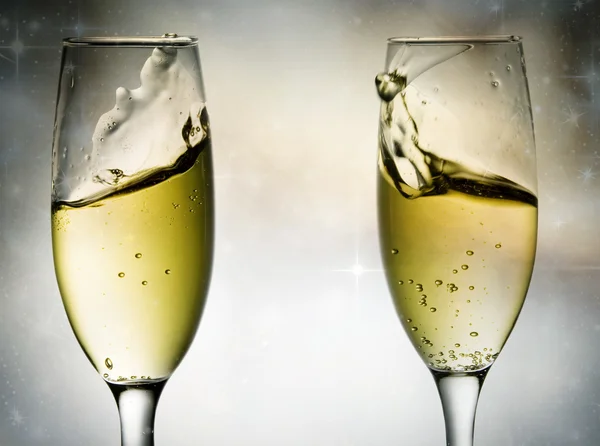 Sfondo Bokeh con bicchieri di champagne — Foto Stock