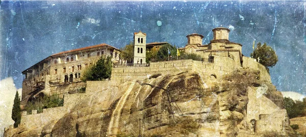 Vintage photo of Meteora monasteries, Greece — Stock Photo, Image