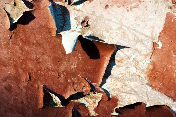 Pintura seca vieja sobre metal oxidado —  Fotos de Stock