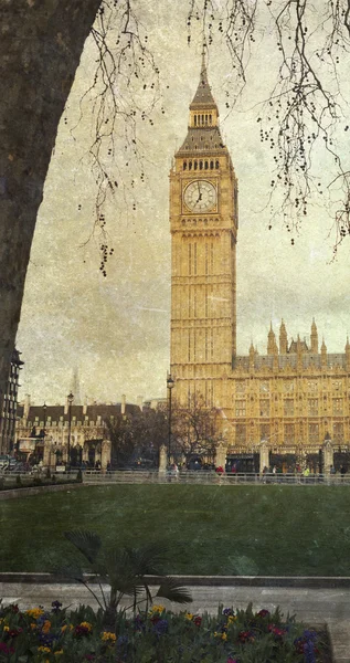 Ročník pohled na big ben — Stock fotografie