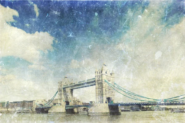 Ročník fotografické tower bridge, Londýn — Stock fotografie