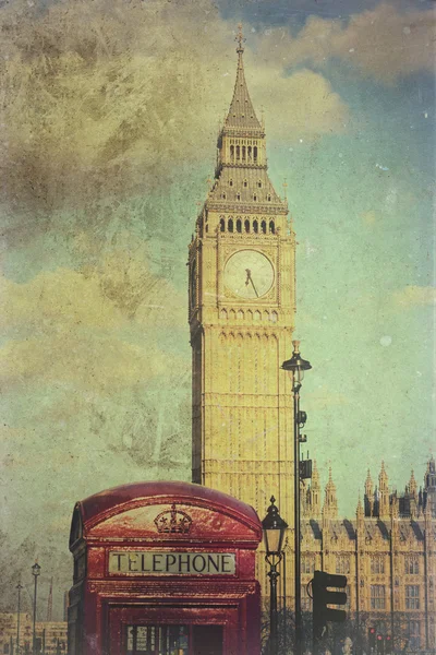 Red phone box against Big Ben — Stock Photo, Image
