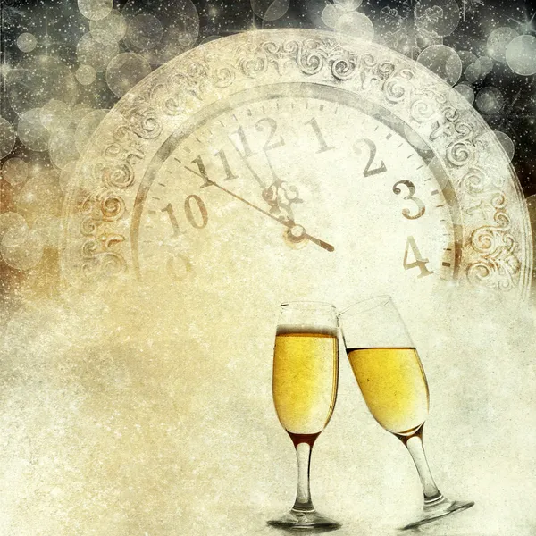 New Year's with champagne glasses — Stock Photo, Image