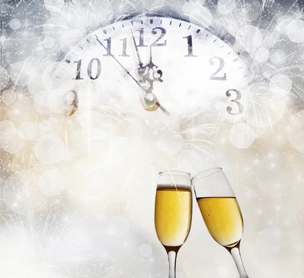 New Year's with champagne glasses — Stock Photo, Image