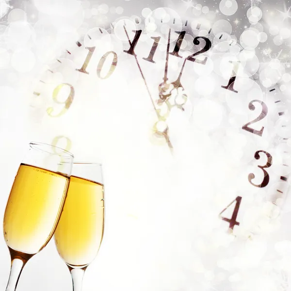 New Year's with champagne glasses — Stock Photo, Image