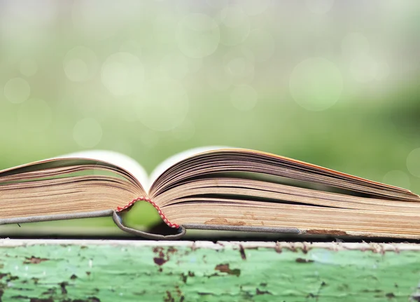 Open book on green background — Stock Photo, Image
