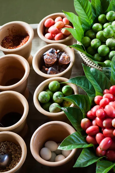 Lime, tomatoes and herbs — Stock Photo, Image