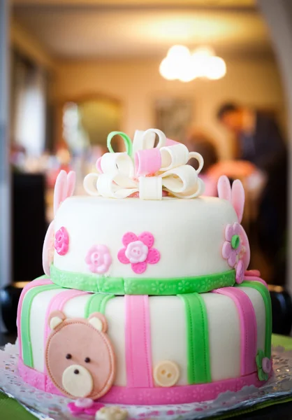 Christening cake for baby girl — Stock Photo, Image