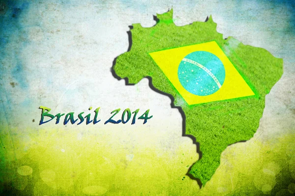 Brasilien Karte und Fahne — Stockfoto