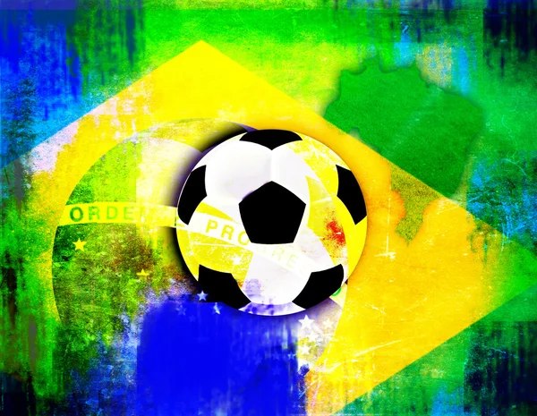 Fußball und brasilianische Flagge — Stockfoto