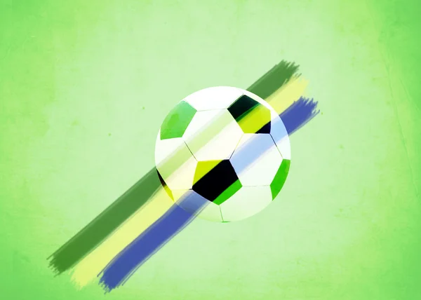 Drapeau du Brésil et ballon de football — Photo