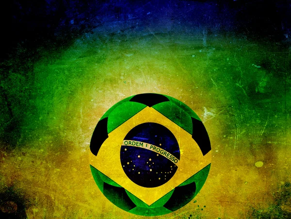Brezilya futbol topunda bayrak — Stok fotoğraf