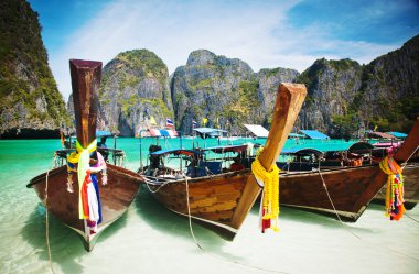  Tayland okyanus manzarası. egzotik plaj manzarası ve geleneksel shi