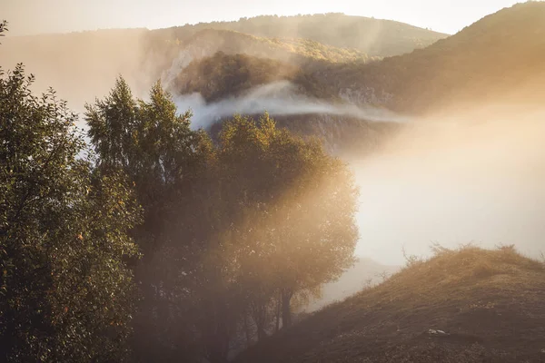 Hermoso Paisaje Nublado Otoño Por Mañana Transilvania Rural — Foto de Stock