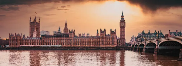 Big Ben Coucher Soleil Londres Royaume Uni — Photo