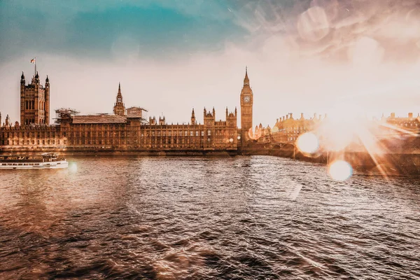 Big Ben Houses Parliament Coucher Soleil Londres Royaume Uni — Photo