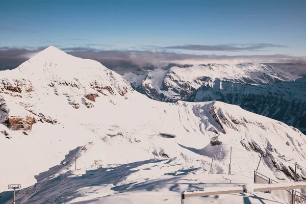 Picos Cobertos Neve Incríveis Nos Alpes Suíços Região Jungfrau Schilthorn — Fotografia de Stock