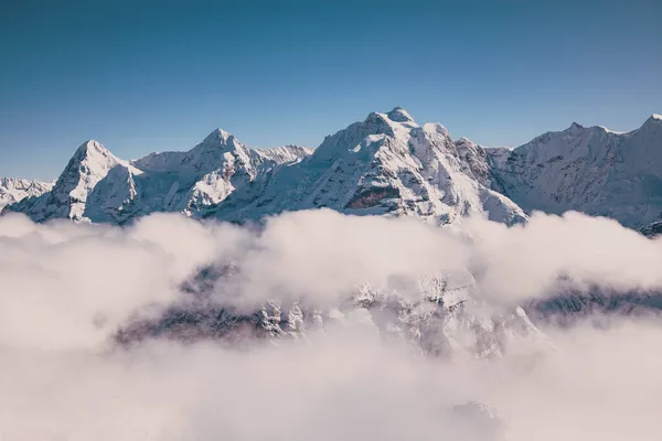 Csodálatos Havas Csúcsok Svájci Alpokban Jungfrau Régió Schilthorn — Stock Fotó