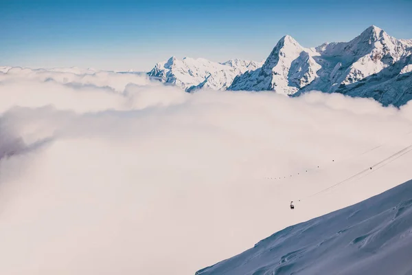 Εκπληκτικό Χιόνι Καλύπτονται Κορυφές Στην Ελβετική Άλπεις Jungfrau Περιοχή Από — Φωτογραφία Αρχείου