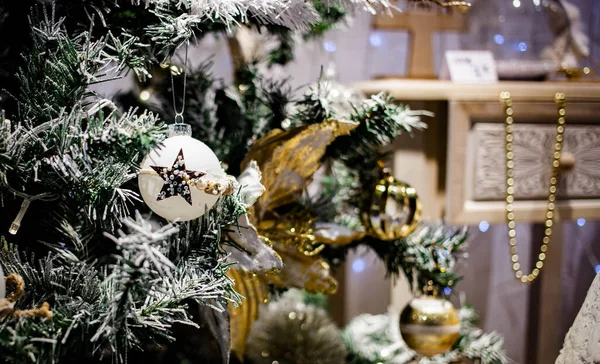 Albero Natale Decorazioni Una Casa Vacanze Felici — Foto Stock